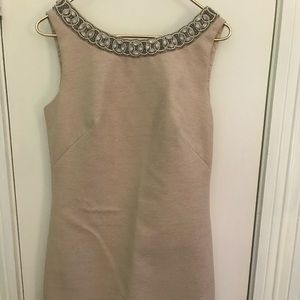 Theia Sleeveless Jeweled Neckline Midi Dress, Sz 6